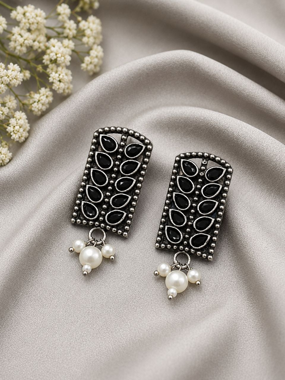 Silver Leaf Stud Earring Elegant Oxidized Leaf Earrings for Women 6 Silver Leaf Stud Earring oxidized leaf earrings for women