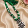 Ganesha Thread Necklace with oxidized silver finish for women