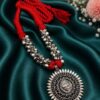 Antique Thread Necklace with oxidized silver finish for women