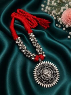 Antique Thread Necklace with oxidized silver finish for women