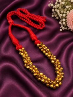 Gold Plated Ghungroo Thread Necklace for women with adjustable thread