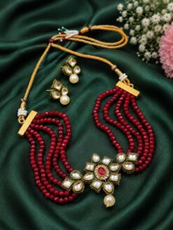 Floral Kundan Meena Necklace gold plated bridal necklace for women