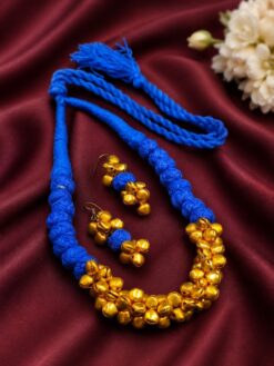 Gold Plated Ghungroo Necklace Set with matching earrings for women
