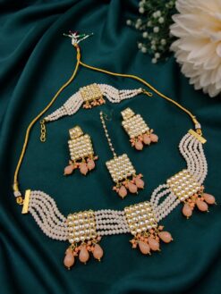 Traditional Kundan Necklace Set gold plated bridal jewelry set for women