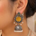 Silver Peacock Jhumka Earring Ethnic Design for Traditional Wear