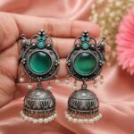 Bulk 42 Silver Peacock Jhumka Earring Ethnic Design for Traditional Wear - "MInt"