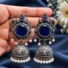 Silver Peacock Jhumka Earring Ethnic Design for Traditional Wear 18 Silver Peacock Jhumka Earring with oxidized silver finish for women