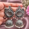 Silver Peacock Jhumka Earring Ethnic Design for Traditional Wear 16 Silver Peacock Jhumka Earring with oxidized silver finish for women