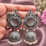 Bulk 36 Silver Peacock Jhumka Earring Ethnic Design for Traditional Wear - "Grey"