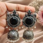 Bulk 32 Silver Peacock Jhumka Earring Ethnic Design for Traditional Wear - "Black"