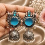 Bulk 30 Silver Peacock Jhumka Earring Ethnic Design for Traditional Wear - "Aqua"