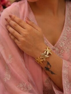 Anti Tarnish Star Bangle with premium gold-plated finish for women