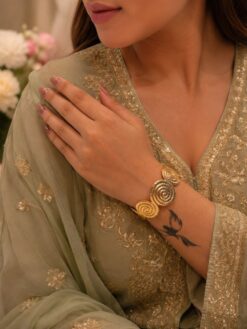 Floral Anti Tarnish Bangle with premium gold-plated finish for women