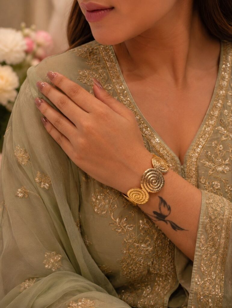 Floral Anti Tarnish Bangle Premium Gold Plated Bracelet for Stylish Look