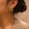 Anti Tarnish Bow Stud Earring Modern Mini Jewelry for Party Wear 7 Anti Tarnish Bow Stud Earring with premium gold-plated finish for women