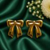Anti Tarnish Bow Stud Earring with premium gold-plated finish for women