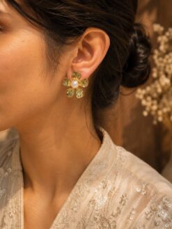 Floral Anti Tarnish Earring with premium gold-plated finish for women