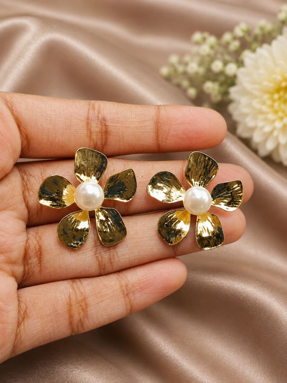 Floral Anti Tarnish Earring | Elegant Gold Plated Jewelry for Women 3 Floral Anti Tarnish Earring with premium gold-plated finish for women