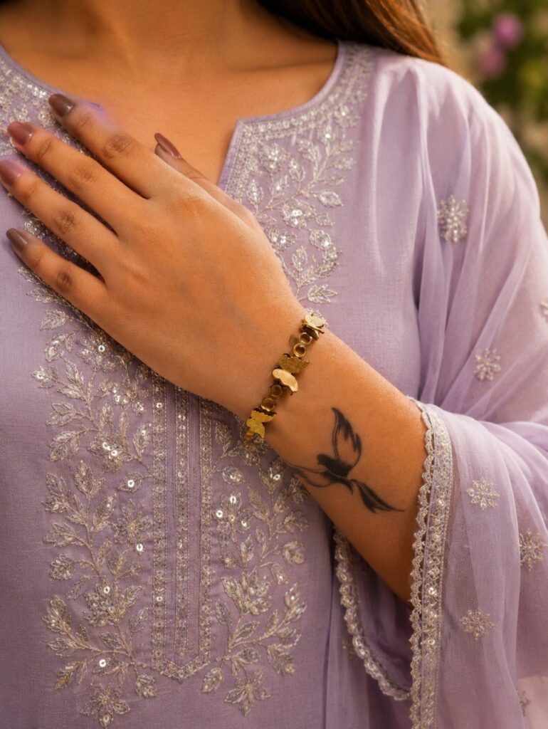 Anti Tarnish Butterfly Bangle Premium Gold Plated Bracelet for Women