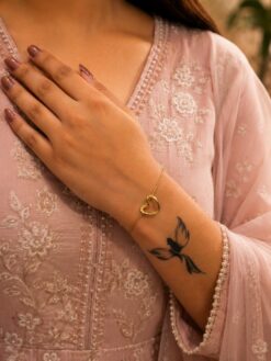 Anti Tarnish Golden Heart Bracelet with premium gold-plated finish for women