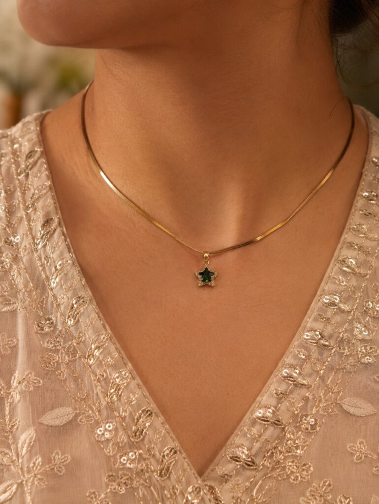 Anti Tarnish Star Necklace Premium Gold Plated Necklace for Women