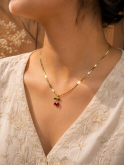 Anti Tarnish Leaf Necklace with premium gold-plated finish for women