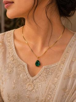 Anti Tarnish Drop Necklace with premium gold-plated finish for women