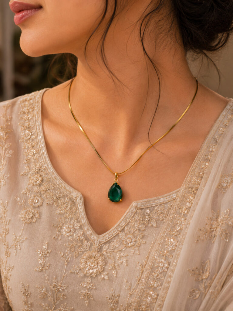 Anti Tarnish Drop Necklace Premium Gold Plated Necklace for Women