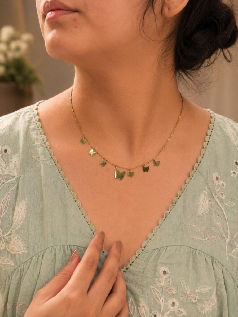 Anti Tarnish Butterfly Necklace Premium Gold Plated Necklace for Women