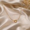 Anti Tarnish Heart Necklace with premium gold-plated finish for women