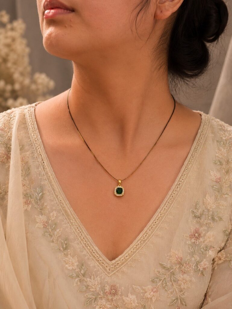 Anti Tarnish Square Necklace Gold Plated for Modern Look