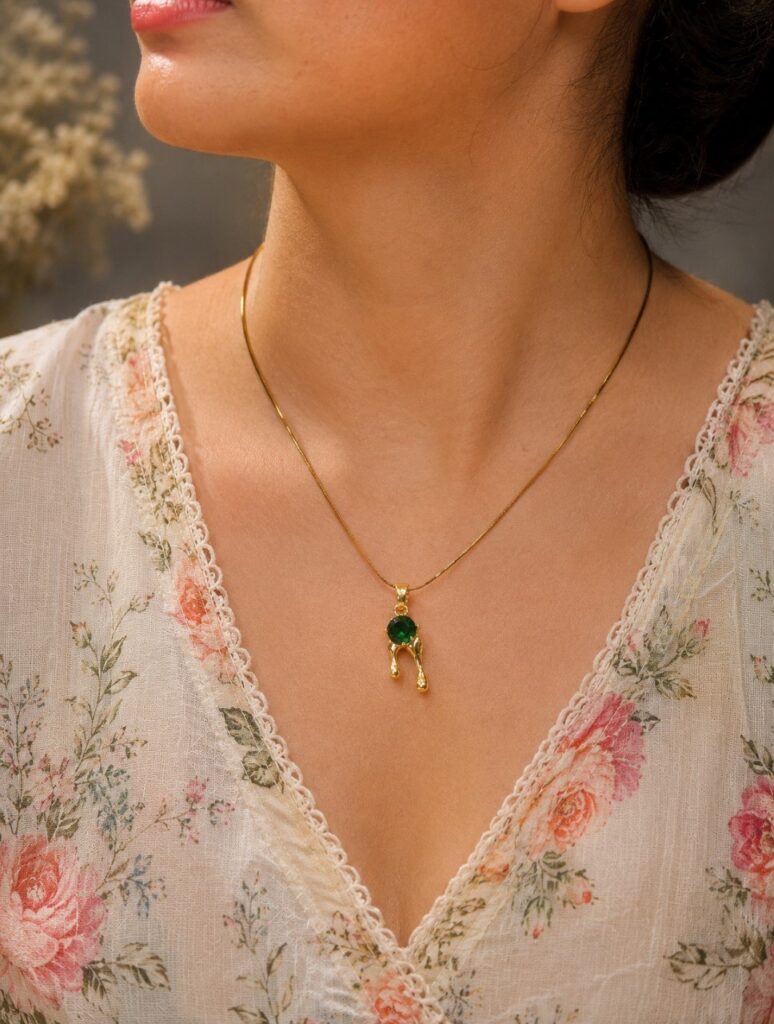 Anti Tarnish Chain Pendant Premium Gold Plated Necklace for Women