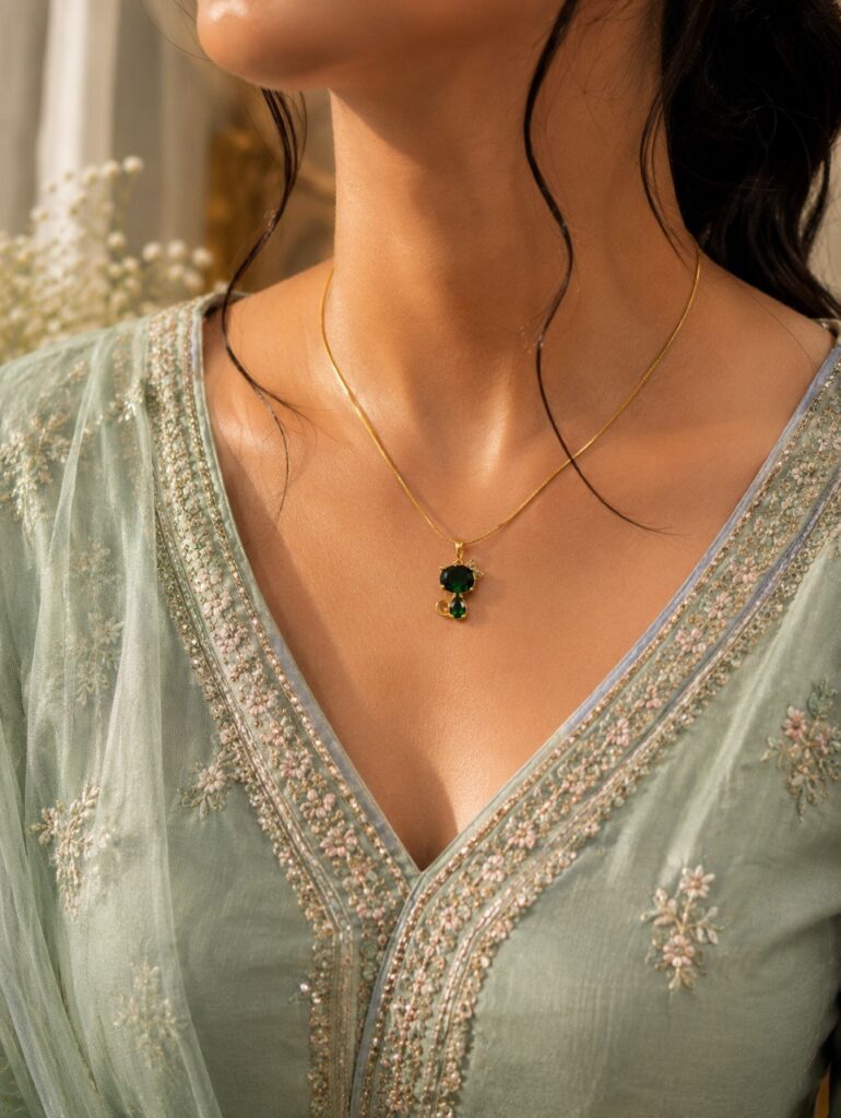 Anti Tarnish Chain Pendant Premium Gold Plated Pendant Necklace for Women