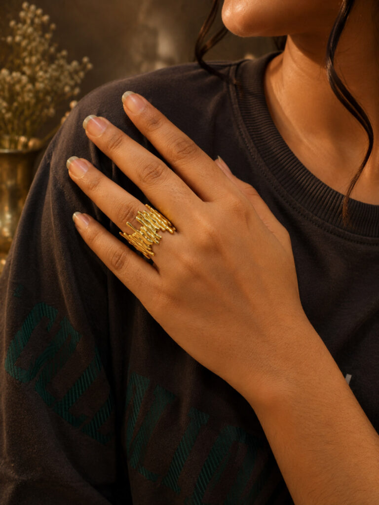 Anti Tarnish Rings Lightweight Gold Plated Fashion Ring