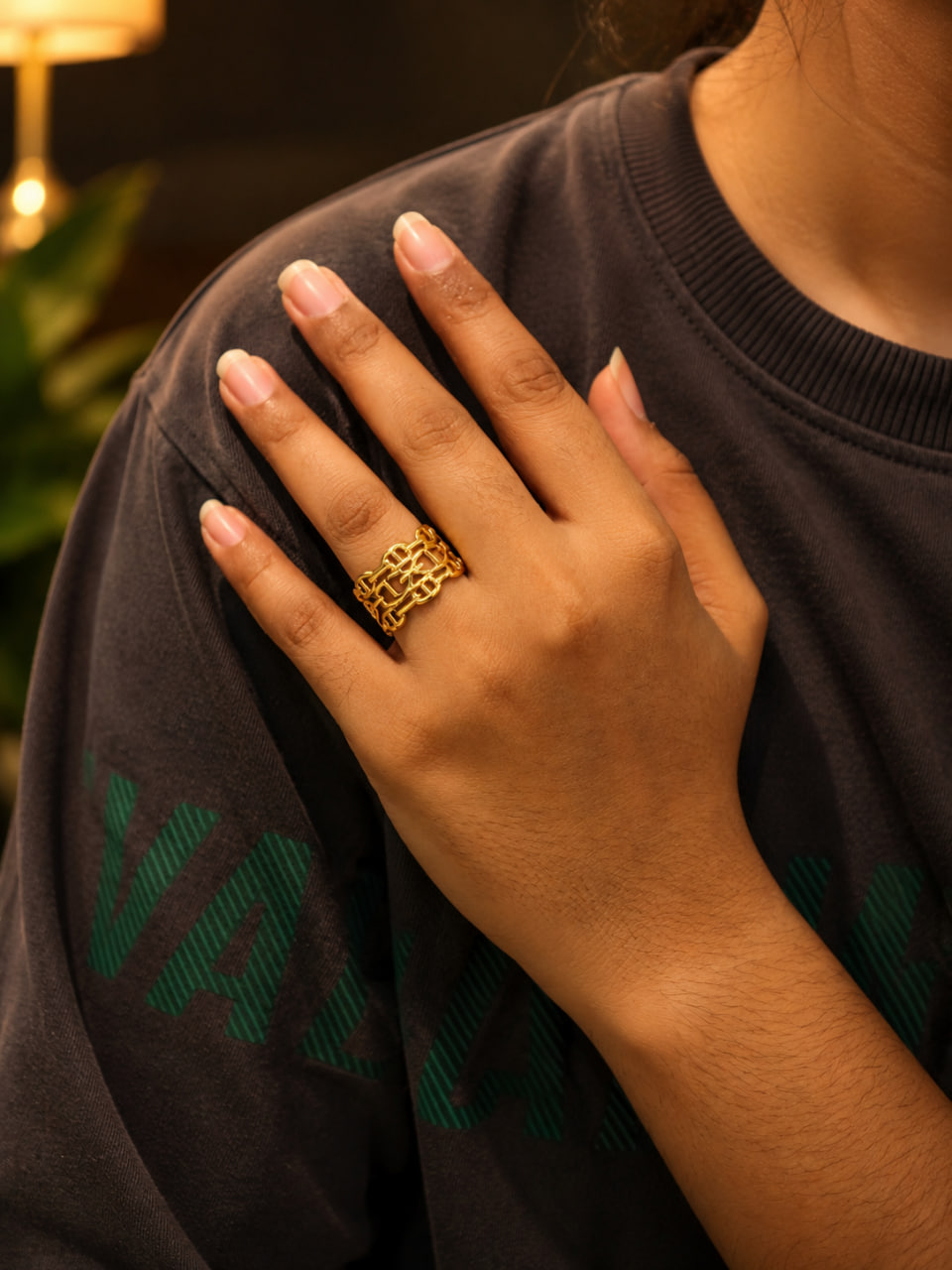 Anti Tarnish Rings Royal Looking Gold Fashion Ring 1 Anti Tarnish Rings Royal Looking Gold Fashion Ring