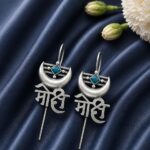 Oxidized Silver Earcuff – Traditional Ear Jewelry for Elegant Looks - "Aqua"