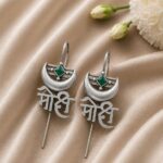 Oxidized Silver Earcuff – Traditional Ear Jewelry for Elegant Looks - "Green"