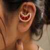 Gold Plated Half moon Earcuff elegant golden brass ear jewelry for women
