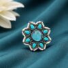 Vintage Flower Ring Adjustable Oxidized Floral Ring for Women 11 Vintage Flower Ring with oxidized silver finish for women