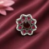 Vintage Flower Ring Adjustable Oxidized Floral Ring for Women 12 Vintage Flower Ring with oxidized silver finish for women