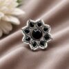 Vintage Flower Ring Adjustable Oxidized Floral Ring for Women 13 Vintage Flower Ring with oxidized silver finish for women