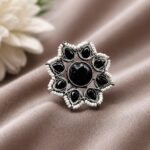 Bulk 66 Vintage Flower Ring Adjustable Oxidized Floral Ring for Women - "Black"