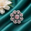 Vintage Flower Ring Adjustable Oxidized Floral Ring for Women 14 Vintage Flower Ring with oxidized silver finish for women