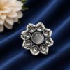 Vintage Flower Ring Adjustable Oxidized Floral Ring for Women 15 Vintage Flower Ring with oxidized silver finish for women