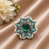 Vintage Flower Ring Adjustable Oxidized Floral Ring for Women 18 Vintage Flower Ring with oxidized silver finish for women