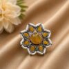 Vintage Flower Ring Adjustable Oxidized Floral Ring for Women 19 Vintage Flower Ring with oxidized silver finish for women