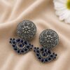 Oxidized Silver Flower Earring with elegant floral design for women