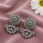 Bulk 30 Oxidized Silver Flower Earring Traditional Floral Earrings for Women - ''BabyPink''