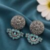 Oxidized Silver Flower Earring with elegant floral design for women
