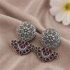 Oxidized Silver Flower Earring with elegant floral design for women